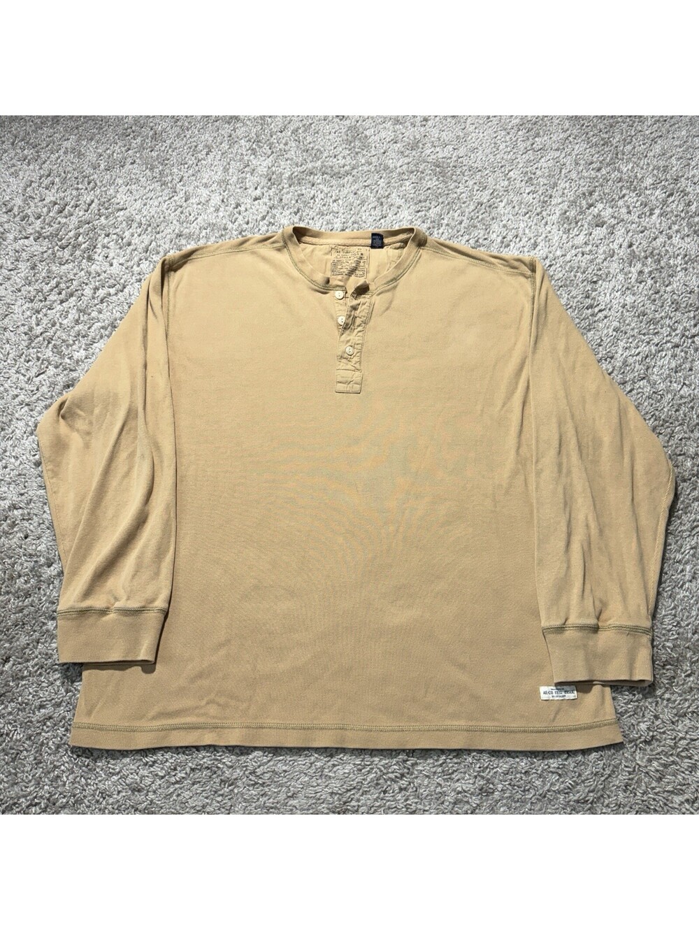 VTG Y2K American Eagle Mens Henley Long Sleeve Shirt Distressed 100% Cotton XL